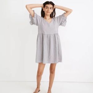 Madewell Ruffle-Sleeve Babydoll Dress in Seersucker Gingham